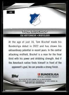 2025 Topps Chrome Bundesliga #49 Tom Bischof Pink Refractor #/199 - Soccer Card Single
