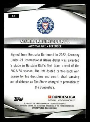 2025 Topps Chrome Bundesliga #52 Colin Kleine-Bekel - Soccer Card Single