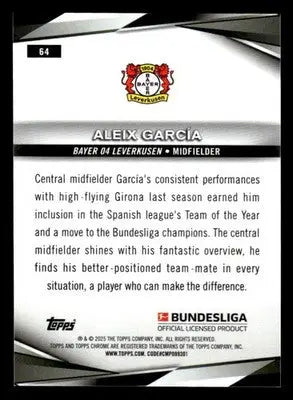 2025 Topps Chrome Bundesliga #64 Aleix Garcia - Soccer Card Single