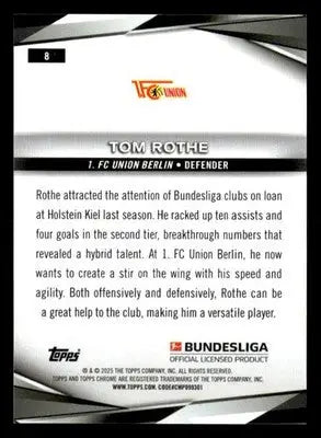 2025 Topps Chrome Bundesliga #8 Tom Rothe - Soccer Card Single