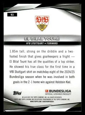 2025 Topps Chrome Bundesliga #93 El Bilal Toure Pulsar Refractor - Soccer Card Single