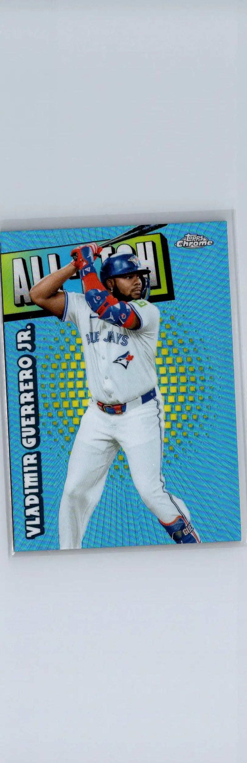 Vladimir Guerrero Jr Topps Chrome trading card with All-Star text and light blue background