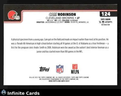 2025 Topps Chrome CAM ROBINSON #124 Refractor Cleveland Browns - Football Card Single