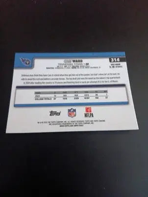 2025 Topps Chrome Cam Ward RC #314. Titans. NRMT+ - Football Card Single