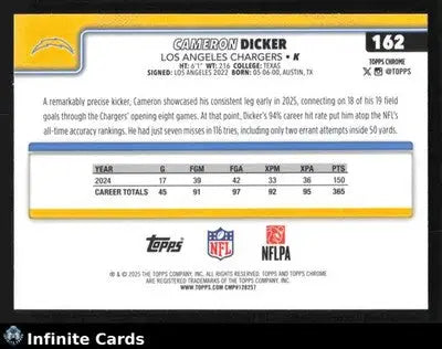2025 Topps Chrome CAMERON DICKER #162 Pulsar Refractor Los Angeles Chargers - Football Card Single