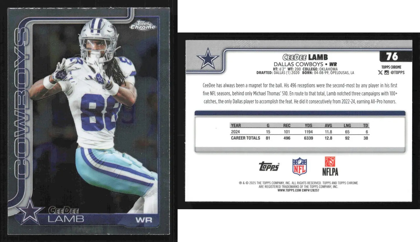 2025 Topps Chrome CEEDEE LAMB #76 Dallas Cowboys - Football Card Single