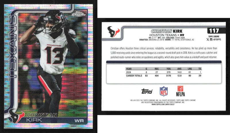 2025 Topps Chrome CHRISTIAN KIRK #117 Pulsar Houston Texans - Football Card Single
