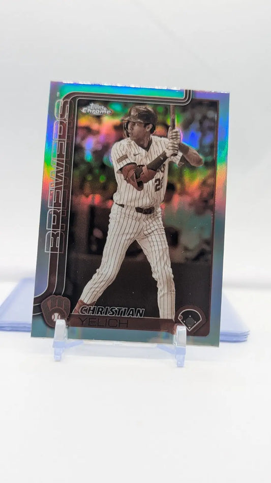 2025 Topps Chrome Christian Yelich #89 Sepia Refractor Milwaukee Brewers - Baseball Card Single