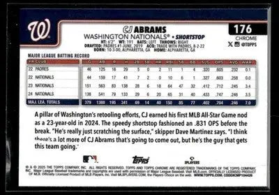2025 Topps Chrome CJ Abrams #176 Washington Nationals