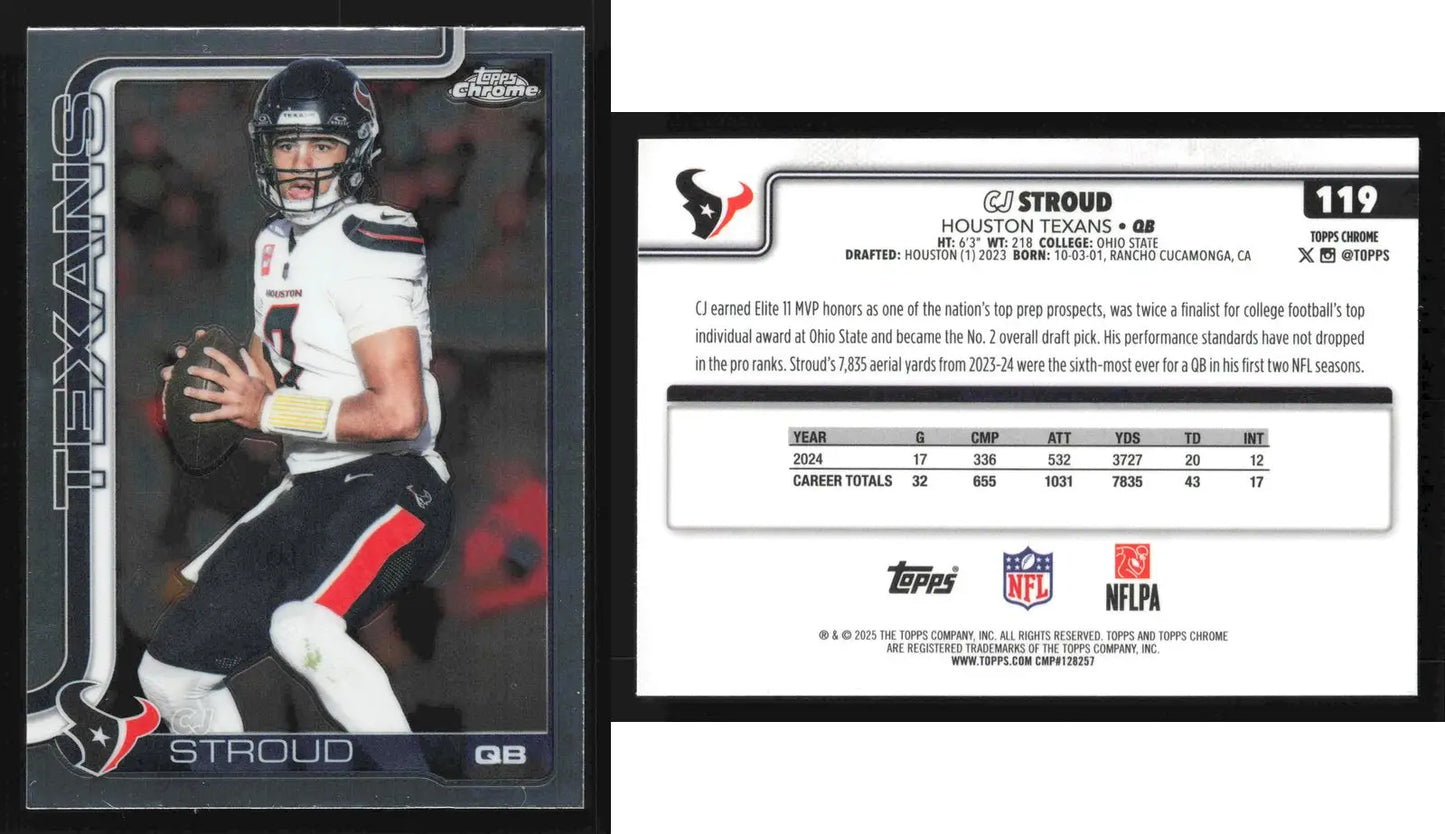 2025 Topps Chrome CJ STROUD #119 Houston Texans - Football Card Single