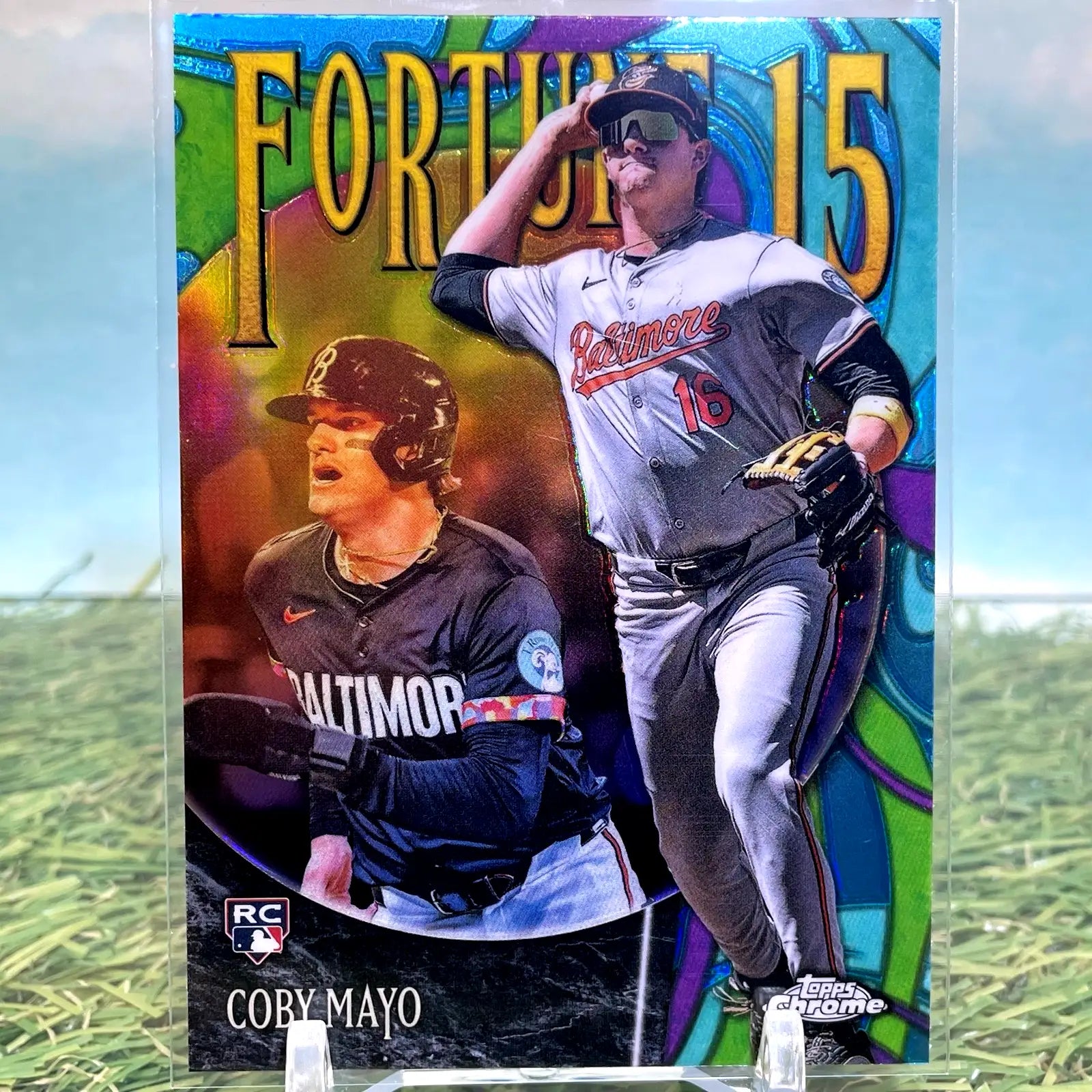 2025 Topps Chrome Coby Mayo (RC) Fortune 15 #F15-12. Baltimore Orioles - Baseball Card Single