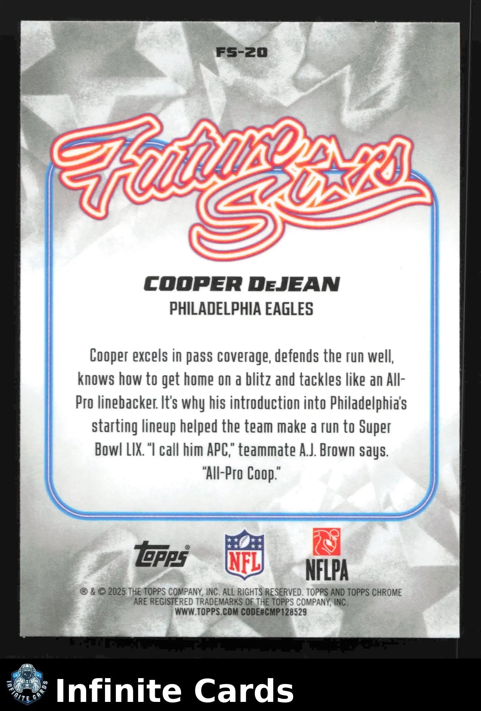 2025 Topps Chrome COOPER DEJEAN #FS-20 Future Stars Philadelphia Eagles - Football Card Single