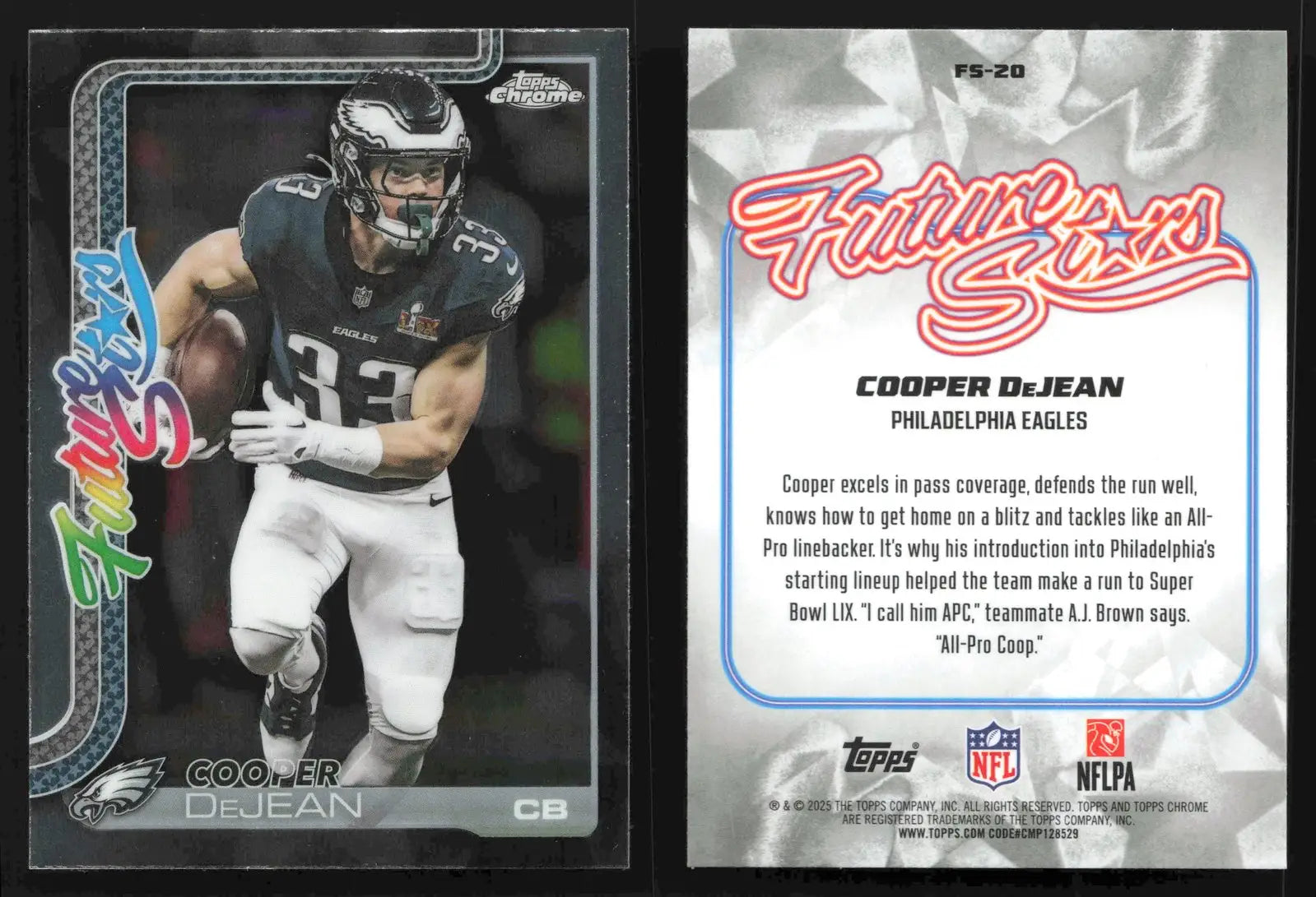 2025 Topps Chrome COOPER DEJEAN #FS-20 Future Stars Philadelphia Eagles - Football Card Single