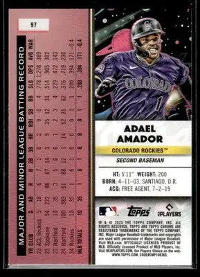 2025 Topps Chrome Cosmic Adael Amador #97 RC Colorado Rockies