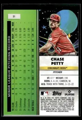 2025 Topps Chrome Cosmic Chase Petty #31 RC Cincinnati Reds
