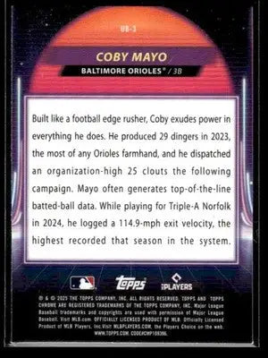 2025 Topps Chrome Cosmic Coby Mayo #UB-3 Ultraviolet Beam Baltimore Orioles