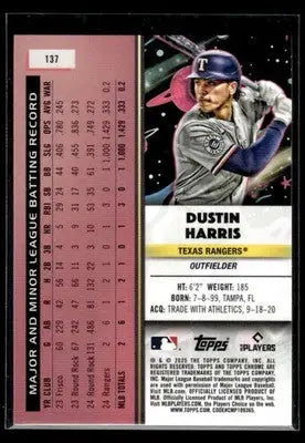 2025 Topps Chrome Cosmic Dustin Harris #137 RC Texas Rangers