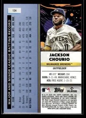 2025 Topps Chrome Cosmic Jackson Chourio #124 Milwaukee Brewers