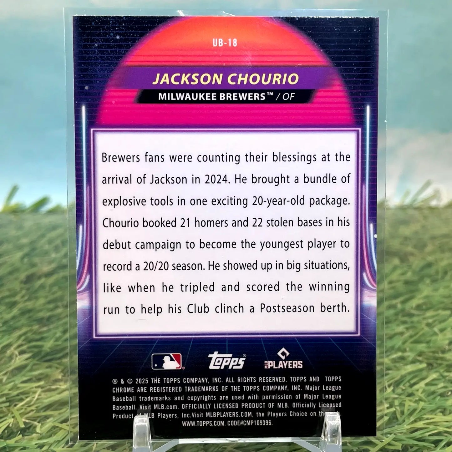 2025 Topps Chrome Cosmic Ultraviolet Beam Jackson Chourio Milwaukee Brewers - Baseball Card Single
