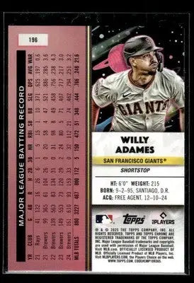 2025 Topps Chrome Cosmic Willy Adames #196 San Francisco Giants