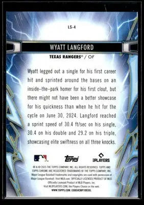 2025 Topps Chrome Cosmic Wyatt Langford #LS-4 Light Speed Texas Rangers