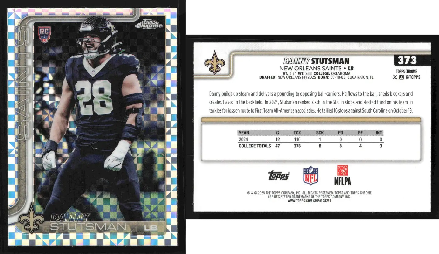 2025 Topps Chrome DANNY STUTSMAN #373 X-Fractor New Orleans Saints RC - Football Card Single