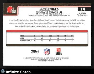2025 Topps Chrome DENZEL WARD #74 Chrome Cleveland Browns - Football Card Single