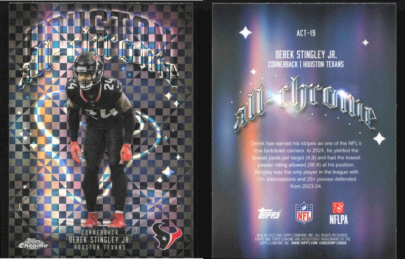 2025 Topps Chrome DEREK STINGLEY JR. #ACT-19 All-Chrome X-Fractor Houston Texans - Football Card Single