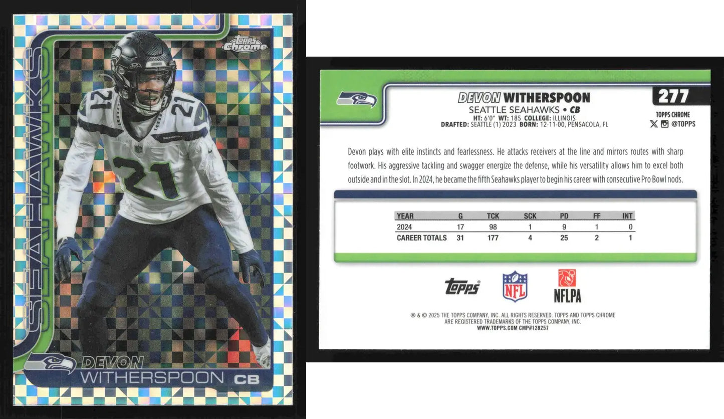 2025 Topps Chrome DEVON WITHERSPOON #277 X-Fractor Seattle Seahawks - Football Card Single
