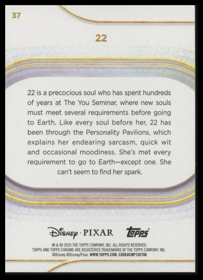 2025 Topps Chrome Disney 22 #37 Soul Pixar Trading Card - Non-Sports Card Single
