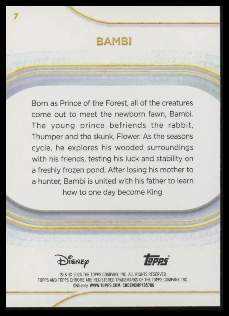 2025 Topps Chrome Disney Bambi #7 Trading Card Animated Movie - Non-Sports Card Single