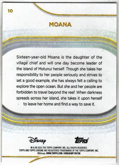 2025 Topps Chrome Disney Base Card 10 Moana - Non-Sports Card Single