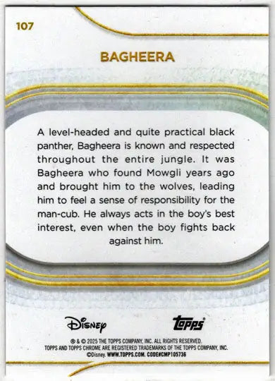 2025 Topps Chrome Disney Base Card 107 Bagheera - Non-Sports Card Single