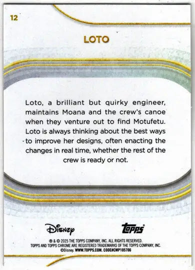 2025 Topps Chrome Disney Base Card 12 Loto - Non-Sports Card Single