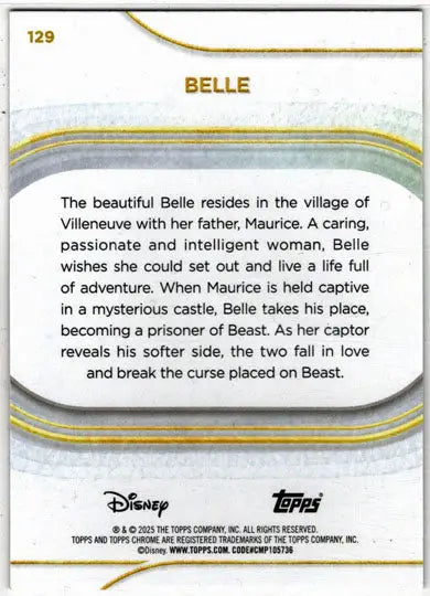 2025 Topps Chrome Disney Base Card 129 Belle - Non-Sports Card Single