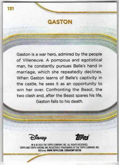 2025 Topps Chrome Disney Base Card 131 Gaston - Non-Sports Card Single