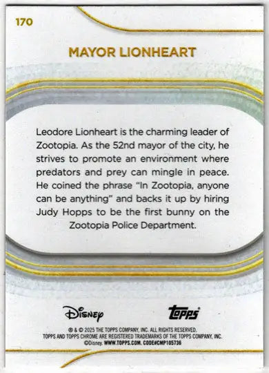 2025 Topps Chrome Disney Base Card 170 Mayor Lionheart - Non-Sports Card Single