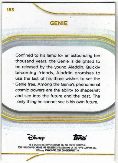 2025 Topps Chrome Disney Base Card 183 Genie - Non-Sports Card Single