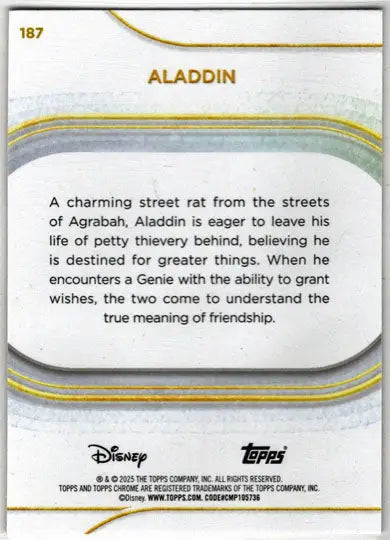 2025 Topps Chrome Disney Base Card 187 Aladdin - Non-Sports Card Single