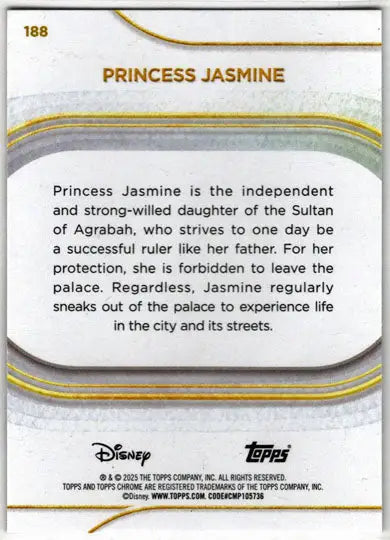 2025 Topps Chrome Disney Base Card 188 Princess Jasmine - Non-Sports Card Single