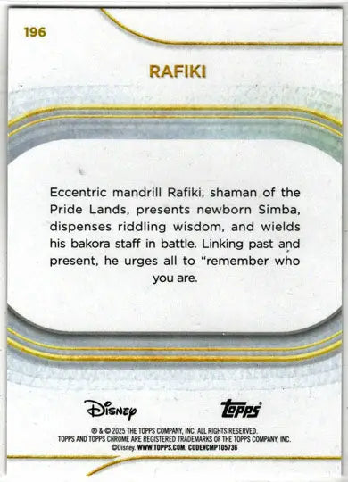 2025 Topps Chrome Disney Base Card 196 Rafiki - Non-Sports Card Single