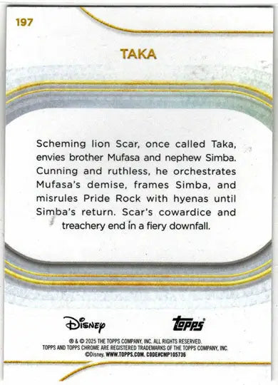2025 Topps Chrome Disney Base Card 197 Taka - Non-Sports Card Single