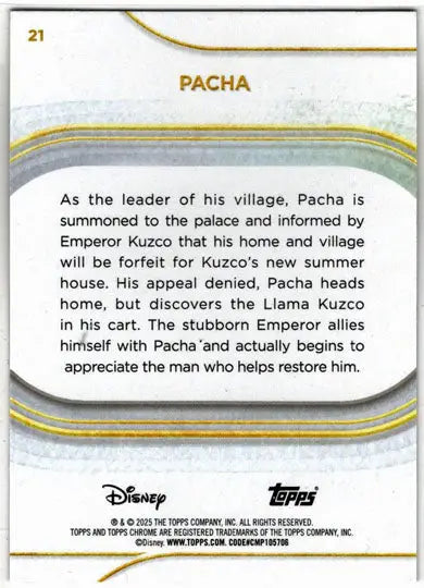 2025 Topps Chrome Disney Base Card 21 Pacha - Non-Sports Card Single