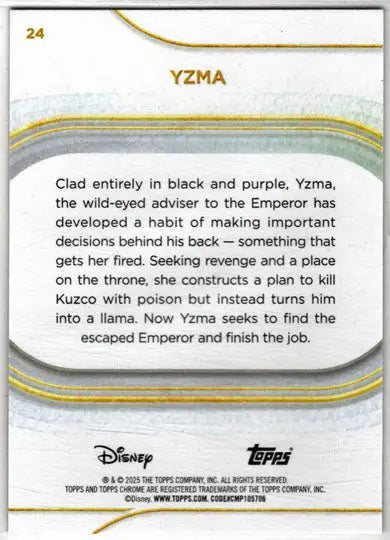 2025 Topps Chrome Disney Base Card 24 Yzma - Non-Sports Card Single