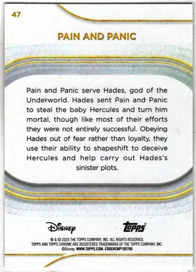 2025 Topps Chrome Disney Base Card 47 Pain and Panic - Non-Sports Card Single