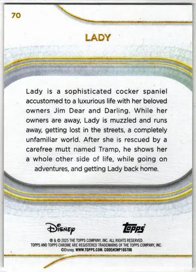 2025 Topps Chrome Disney Base Card 70 Lady - Non-Sports Card Single