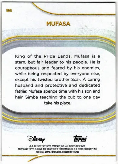 2025 Topps Chrome Disney Base Card 96 Mufasa - Non-Sports Card Single