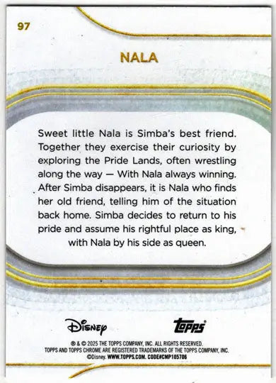 2025 Topps Chrome Disney Base Card 97 Nala - Non-Sports Card Single