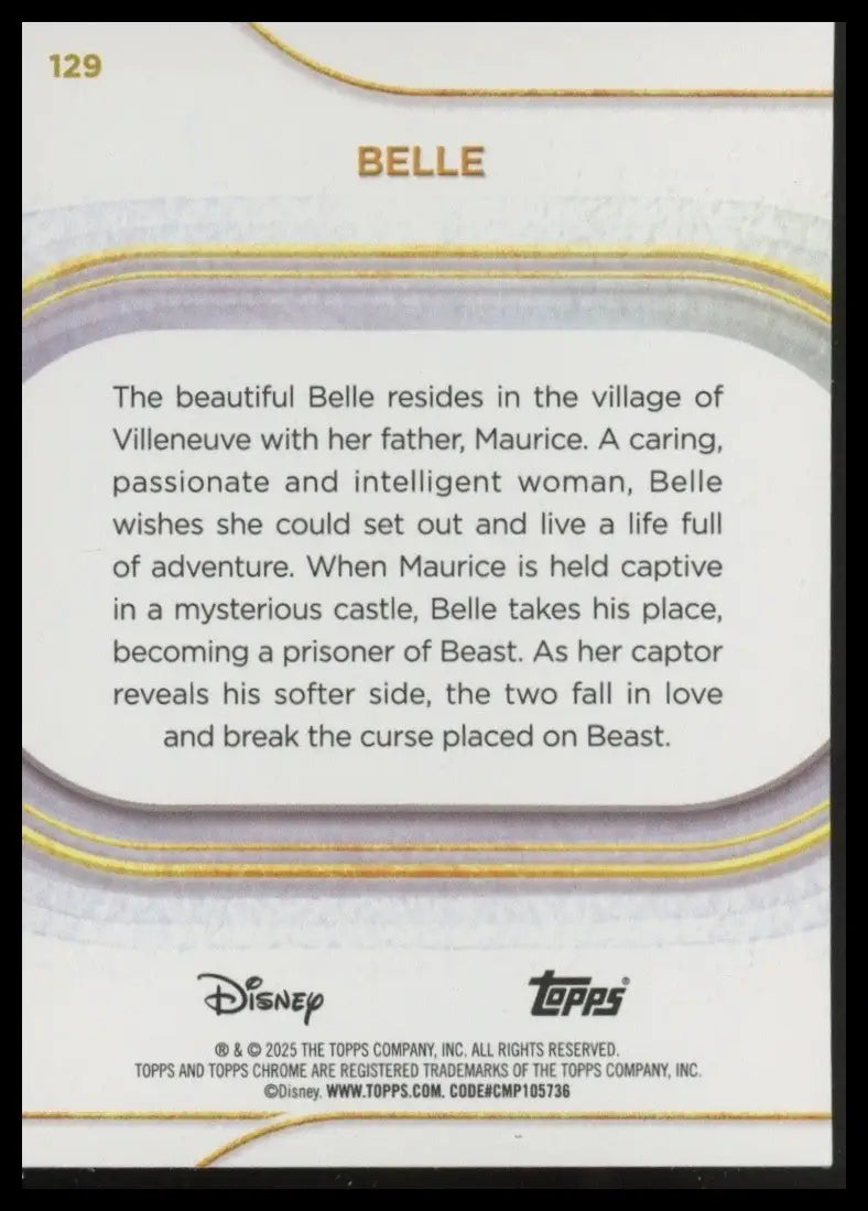 2025 Topps Chrome Disney Belle #129 Beauty and the Beast Live Action Card - Non-Sports Card Single
