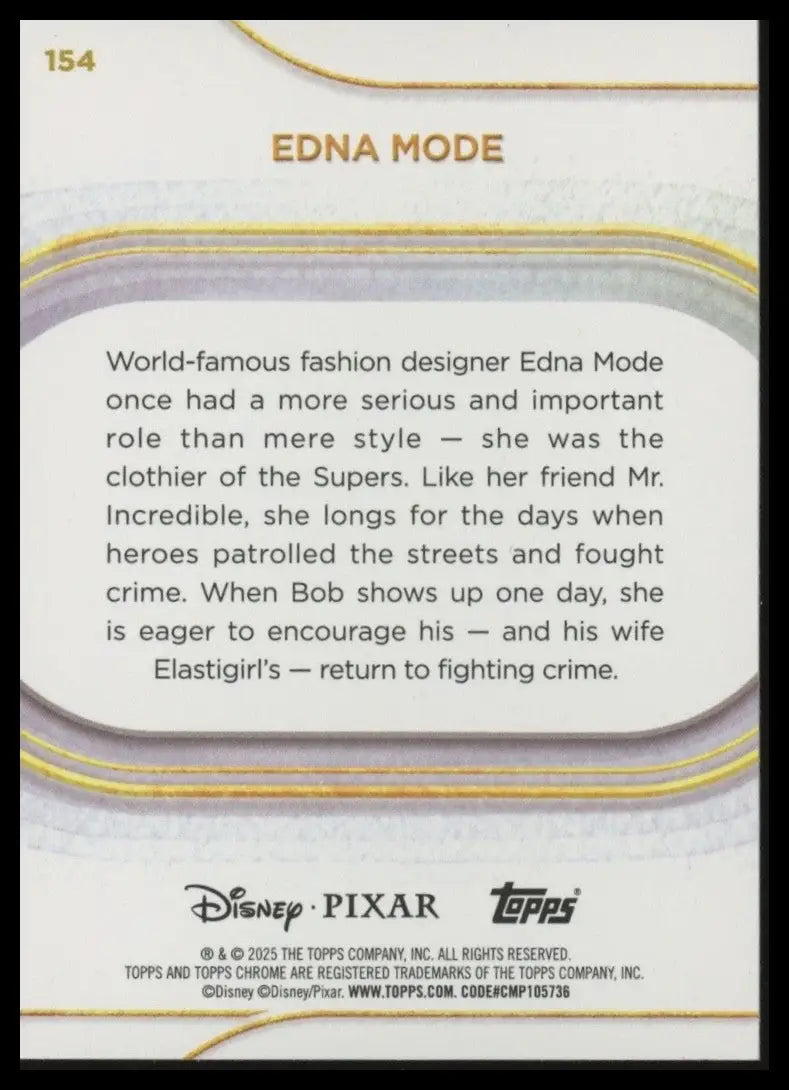 2025 Topps Chrome Disney Edna Mode #154 The Incredibles Pixar Movie Animated - Non-Sports Card Single